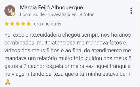 Avaliação positiva da Márcia