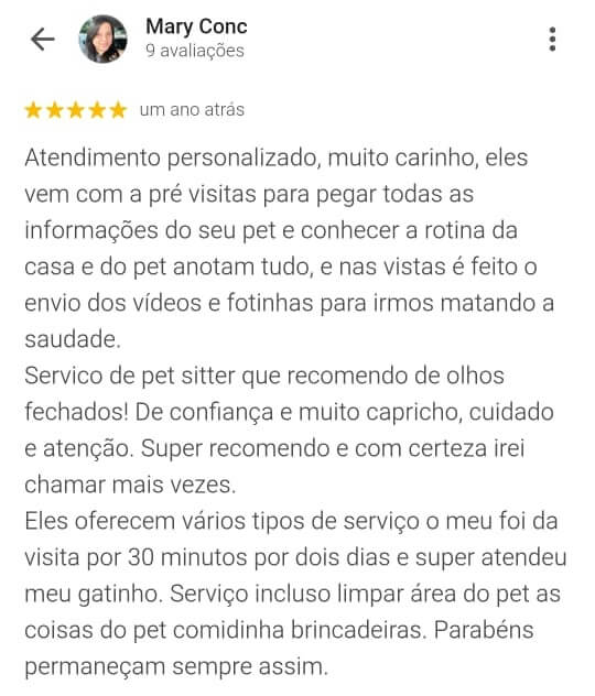 Avaliação positiva da Maria Conceição