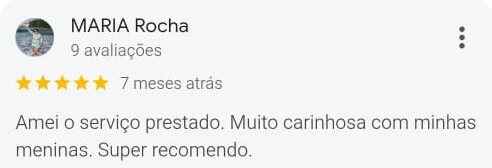 Avaliação positiva da Maria Rocha