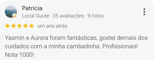 Avaliação positiva da Patrícia