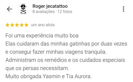 Avaliação positiva do Roger