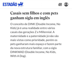 Matéria sobre o crescimento do mercado pet no Brasil